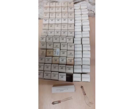 A quantity of 60 Raytheon radio valve electron tubes, all 6088 together with a quantity of CE93258 electron tubes 