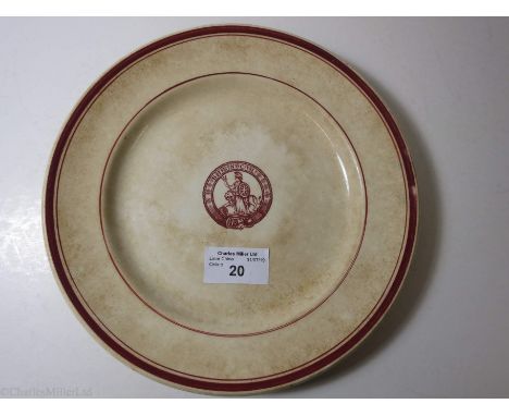 BRITISH INDIA STEAM NAVIGATION COMPANY: AN IRONSTONE DINNER PLATE BY A.J. WILKINSON LTD. ENGLAND, CIRCA 1920 
 Diameter – 8.5