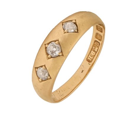 A Victorian diamond ring, gypsy set, in 18ct gold, Birmingham 1889, 3.7g, size O Good condition with light consistent wear