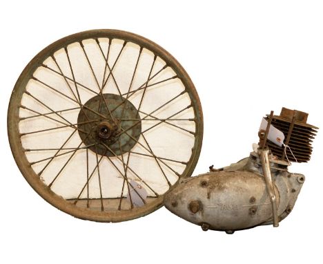 BSA Bantam 150cc engine, bottom half only, two stroke, engine No DDB18746 1963, separate barrel as found, with bare steel Ban