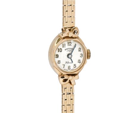 A Rotary 9ct gold ladies wristwatch, 14 x 22mm, on 9ct gold bracelet, 14.4g In apparently good condition, externallyMovement 