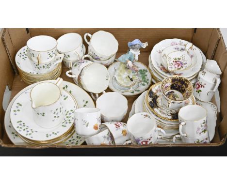 Miscellaneous English porcelain teaware and a continental porcelain figure of a man, 19th c and later, to include a Mintons t