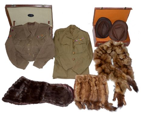 British Military Uniform. A WWII Royal Artillery battledress blouse, lining dated Oct 1941, with medal ribbons and cloth shou
