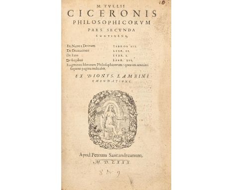 Classics. Cicero &amp; Lambin (Denis, editor), M. Tullii Ciceronis Philosophicorum,&nbsp;two parts in one: parts II &amp; III