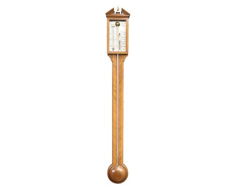 A mahogany inlaid cistern barometer, 20th c, the silvered register inscribed Comitti Holborn, 97cm h Good condition
