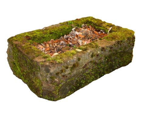 A grit stone trough, 19th c, approx 31cm h; approx 53 x 82cm