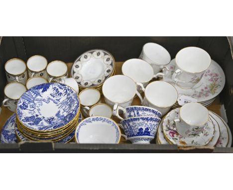 Miscellaneous English porcelain teaware, 20th c, to include a set of eight Wedgwood coffee cans and saucers,&nbsp;pattern W64