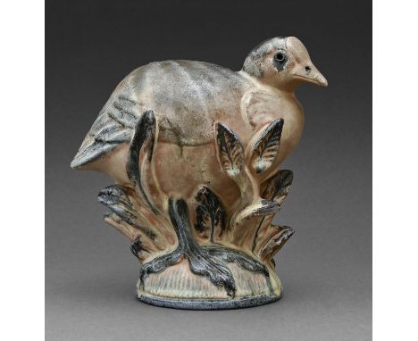 An Arne Ingdam earthenware model of a coot, late 20th c, 18cm h, impressed mark Chip to front leaf edge