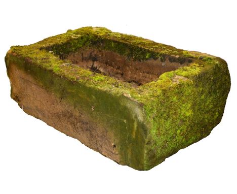 A grit stone trough, 19th c, approx 29cm h; approx 52 x 82cm