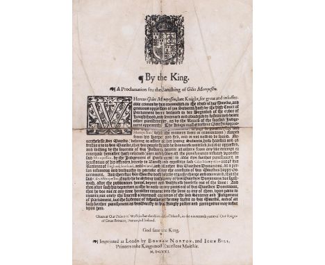 Crime &amp; Corruption. James I Broadside: By the King. A Proclamation for the Banishing of Giles Mompesson. Whereas Giles Mo