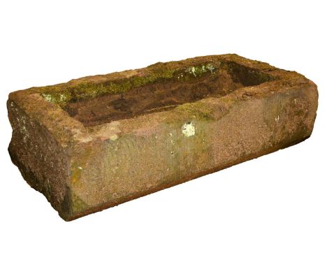 A sandstone trough, 19th c, approx 30cm h; approx 54 x 102cm