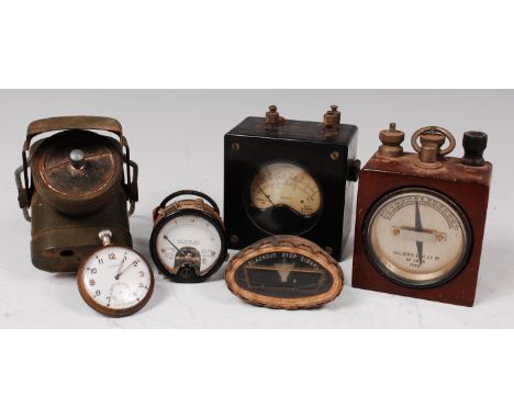A WW II Lamps Electric No. 1 signals torch, together with a Cyma military pocket watch and Bryce Ltd. Ohmmeter etc.