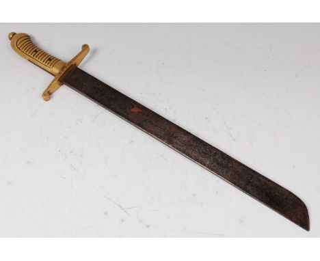 A 19th century Imperial German Artillery short sword, the 47.5cm blade stamped with a crowned cypher, the brass hilt stamped 