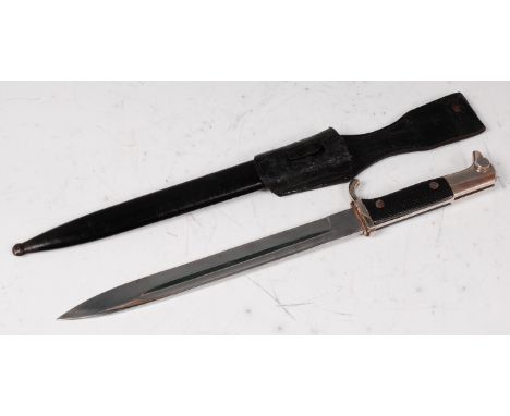 A German Third Reich K98 dress bayonet, having a 25cm single edged fullered blade stamped to the ricasso Siegfried Waffen E P