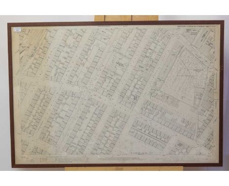 LATE VICTORIAN ORDNANCE MAP, CIRCA 1895 showing the area of Hutcheson, Glasgow, framed and under glass74.5cm high x 108cm wid