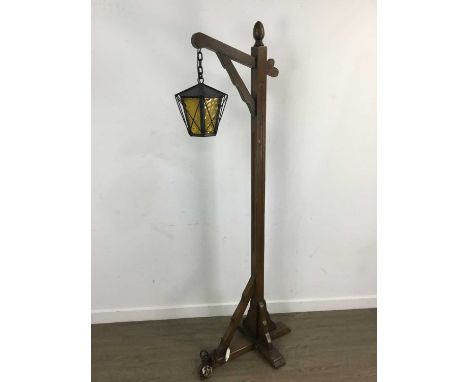 REPRODUCTION VICTORIAN LANTERN, ALONG WITH A MAHOGANY STANDARD LAMP the lantern of Arts &amp; Crafts stylelantern 179cm highQ