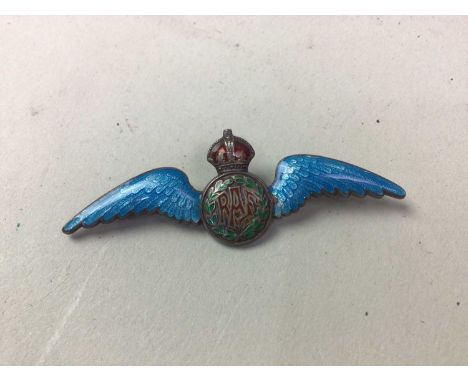 SILVER AND ENAMEL RAF SWEETHEART BROOCH, with blue enamel, stamped 'silver' to reverse