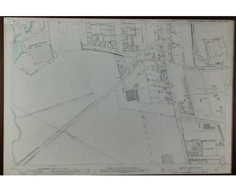LATE VICTORIAN ORDNANCE MAP, CIRCA 1894 showing Burnside and Rutherglen, framed and under glass74.5cm high x 108.5cm wide ove
