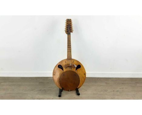 TWELVE-STRING SCRATCH BUILT MANDOLIN, CONTEMPORARY the headstock mounted with plaque bearing the letter S, the pierced body i