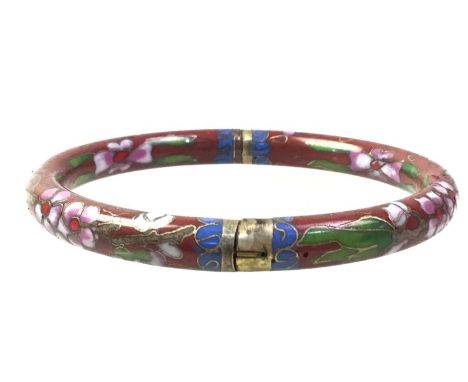 CHINESE CLOISONNÉ BANGLE, of circular form, with green and blue enamel7cm wide