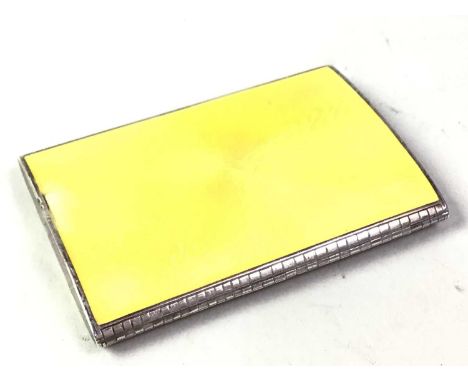 SILVER AND GUILLOCHE ENAMEL CARD CASE, the enamel in yellow8cm wideQty: 92.6g