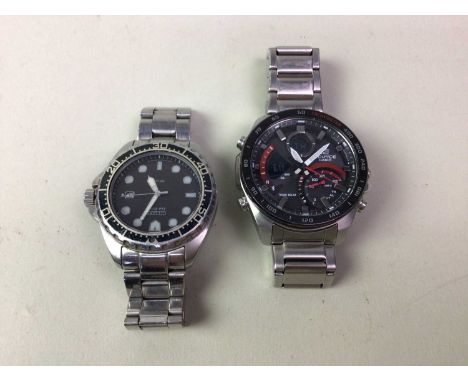 CASIO EDIFICE TOUGH SOLAR WATCH, AND A FURTHER WATCH along with a Citizen Eco-Drive wr200