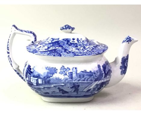 GROUP OF SPODE ITALIAN CERAMICS, ALONG WITH OTHER BLUE AND WHITE CERAMICS including plates, teapot, cups and saucers
