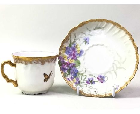 LIMOGES PART TEA SERVICE, ALONG WITH OTHER CERAMICS the Limoges tea service decorated with flowers and butterflies