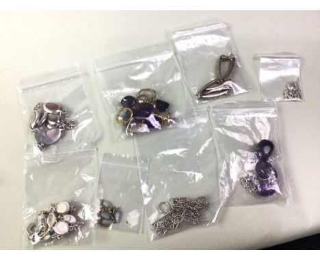 EIGHT SILVER BRACELETS, set with various stonesQty: 8
