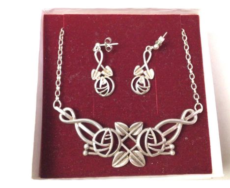 COLLECTION OF RENNIE MACKINTOSH SILVER JEWELLERY, comprising bangle, earrings, necklaces, along with a pair of cameo earrings