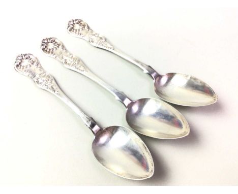 TWELVE VICTORIAN SILVER TEASPOONS, King's patterns, Glasgow marks, engraved initial to terminalQty: 239g gross