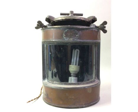 VICTORIAN COPPER SHIPS LANTERN, converted to a table lamp, pattern no 133634cm high