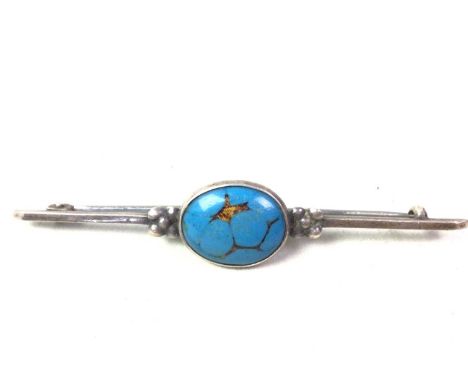 STERLING SILVER BAR BROOCH, AND OTHER ITEMS  including another bar brooch, three dress rings and a small silver Imp brooch