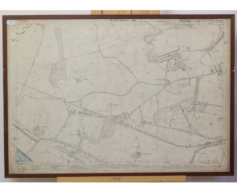 LATE VICTORIAN ORDNANCE MAP, CIRCA 1895 showing the Glasgow suburbs of Jordanhill and Knightswood, framed and under glass75.5