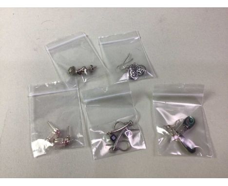 TEN PAIRS OF SILVER AND GEM SET EARRINGS, comprising various designs Qty: 10