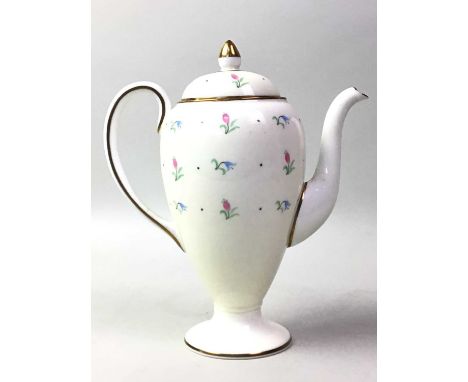 WEDGWOOD PART COFFEE SERVICE, AND A NORITAKE PART TEA SERVICE the Wedgwood service decorated with blue and pink floral design