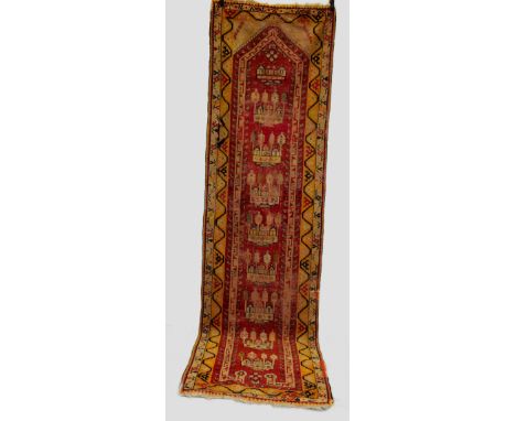 Anatolian runner with Mezarlik design,  Kirsehir area, central Anatolia, circa 1920s-30s, 11ft. 10in. x 3ft. 2in. 3.60m. x 0.