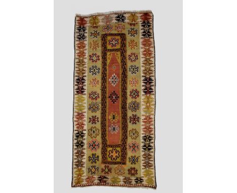 Anatolian prayer kelim, possibly Obruk, central Anatolia, circa 1940s-50s, 8ft. 3in. X 4ft. 2.51m. X 1.22m. Note the single t