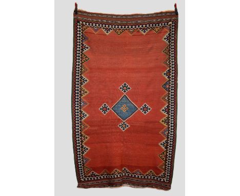 Qashqa'i ghileem, Fars, south west Persia, late 19th century, 8ft. 9in. x 5ft. 3in. 2.67m. x 1.60m. Some wear in places; fain