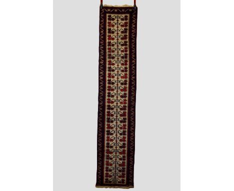 Narrow Yagcibedir runner, north west Anatolia, second half 20th century 9ft. 3in. X 1ft. 11in. 2.82m. X 0.58m. Few surface ma