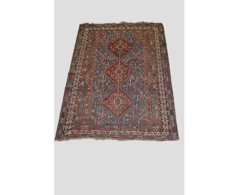 Fars carpet, Khamseh Confederacy, south west Persia, early 20th century, 10ft. 4in. X 7ft. 3.15m. X 2.13m. Overall wear, heav