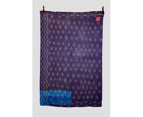 Four Khanta quilts, west Bengal, east India, second half 20th century comprising: light green quilt printed trellised flowerh