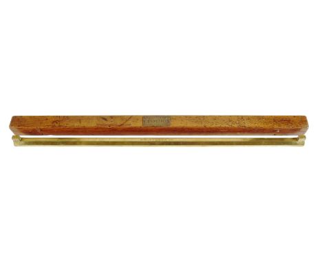 A late Victorian brass yard stick by De Grave & Co., stamped 'IMPERIAL YARD, BOROUGH OF CROYDON 1889 DE GRAVE & CO. LONDON', 