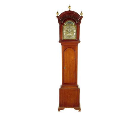 A George III mahogany longcase clock by Thomas Hall of Romsey, the eight day four pillar movement with an anchor escapement s