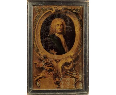 Five reverse glass prints, comprising: a portrait of Thomas Maxwell Esq., a portrait of 'ROBERT EARL OF ORFORD', a mezzzotint