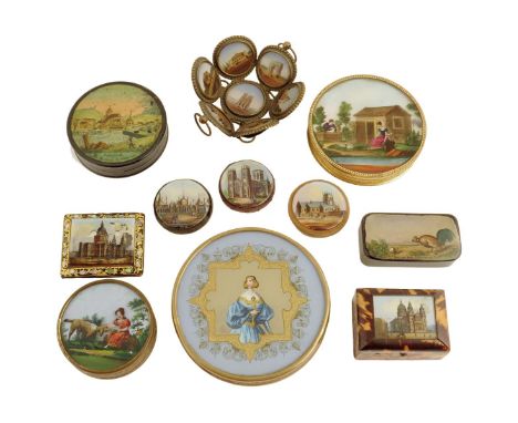 λ A 19th century French card and brass chocolate box, the lid with a printed portrait of a lady behind glass, the base with a