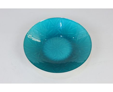 A Norwegian silver and teal guilloche enamel bowl by David Andersen, marked D-A Norway sterling, 13.5cm diameter