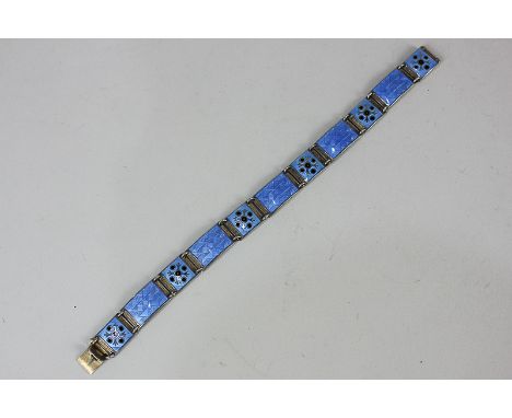 A Norwegian silver gilt and blue guilloche enamel bracelet by Bernard Meldahl, with geometric design