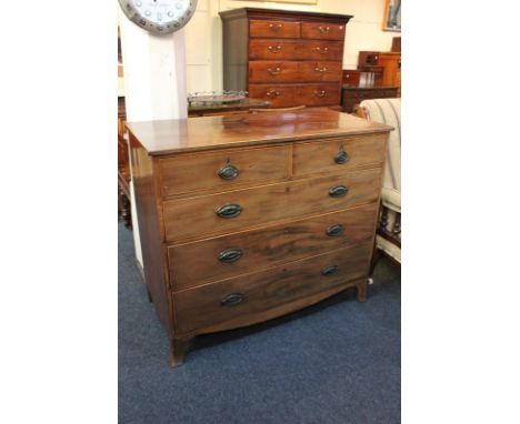 A 19th century mahogany chest of two short over three long drawers, on bracket feet, 104cm, (a/f)