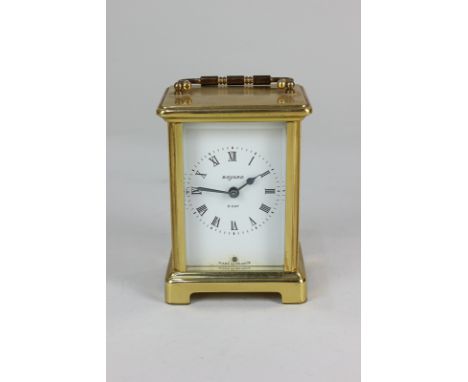 A Bayard brass carriage clock, with white dial and Roman numerals, inscribed Bayard, 8 Days, 14cm